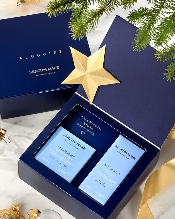 Zestaw prezentowy ALGOLIGHT - Krem i serum do twarzy: Pielęgnacja skóry tłustej