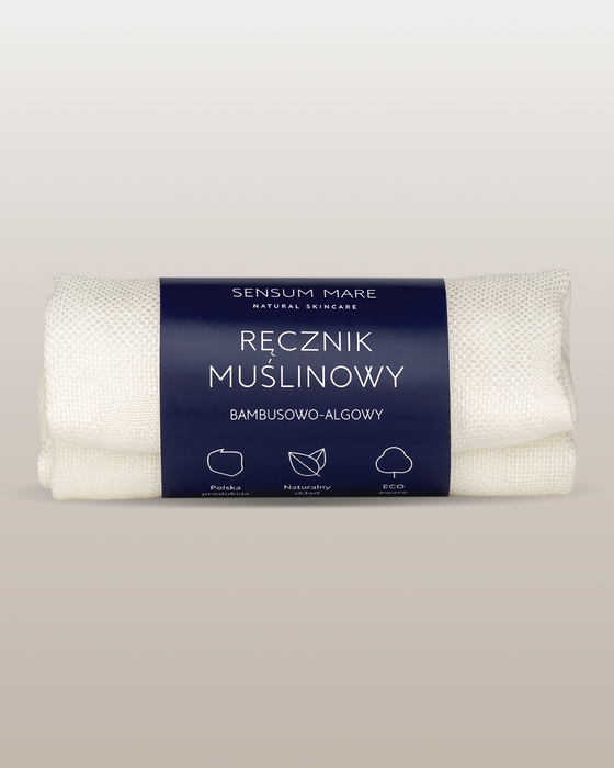 Muślinowy ręcznik do twarzy bambusowo-algowy