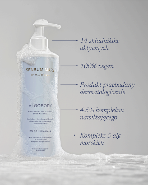 Nawilżająco – łagodzący żel do mycia ciała wspierający równowagę mikrobiomu skóry
