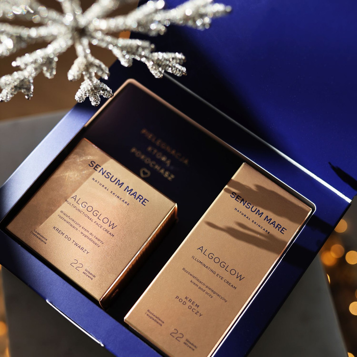 Zestaw prezentowy ALGOGLOW - Krem do twarzy i krem pod oczy: Rozświetlenie i blask skóry